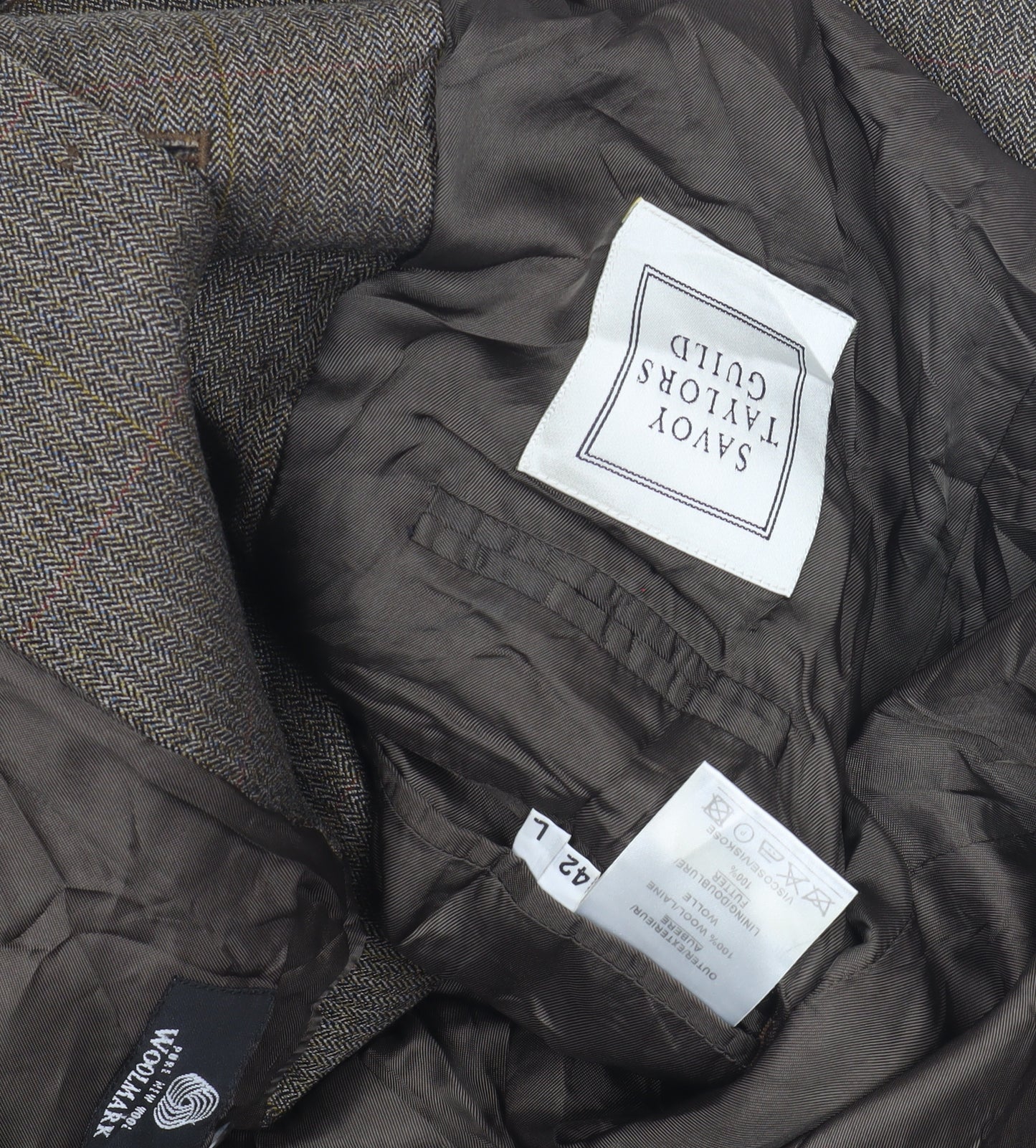 Savoy Tailors Guild Men's Brown Tweed Blazer 42L