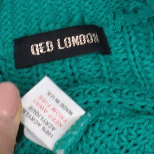 QED London Women's Green Open Front Cardigan Size 2 Chunky Knit