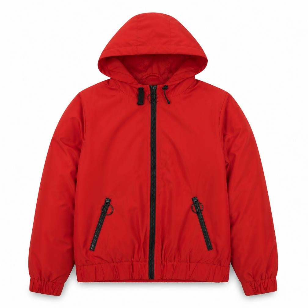Front view of New Look girls’ red basic hooded jacket 12-13 years