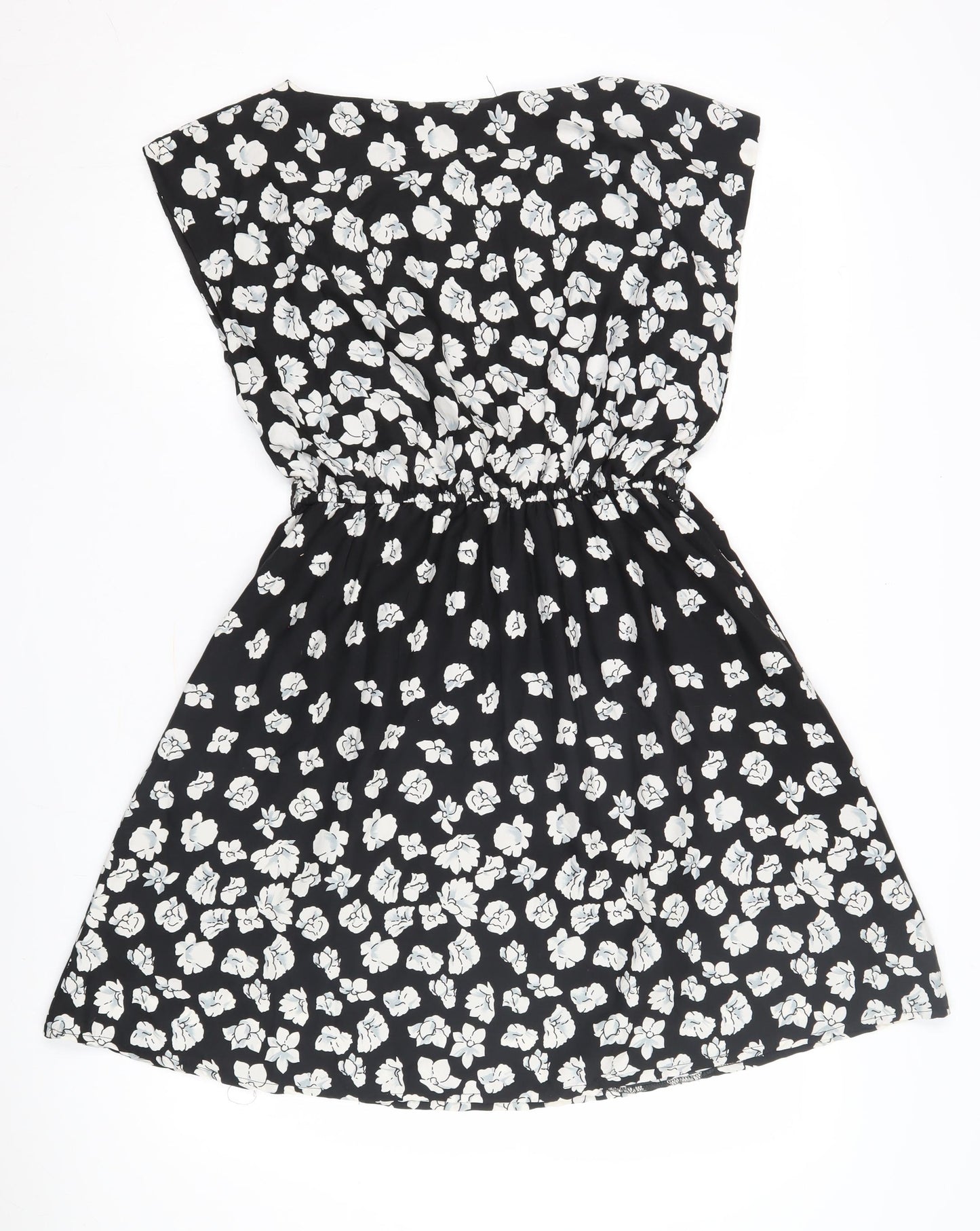 Mela Loves London Women's Black Floral A-Line Dress, Size 10, Casual Chic