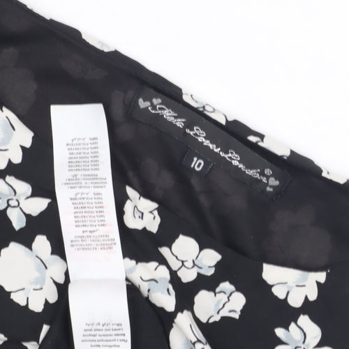 Mela Loves London Women's Black Floral A-Line Dress, Size 10, Casual Chic