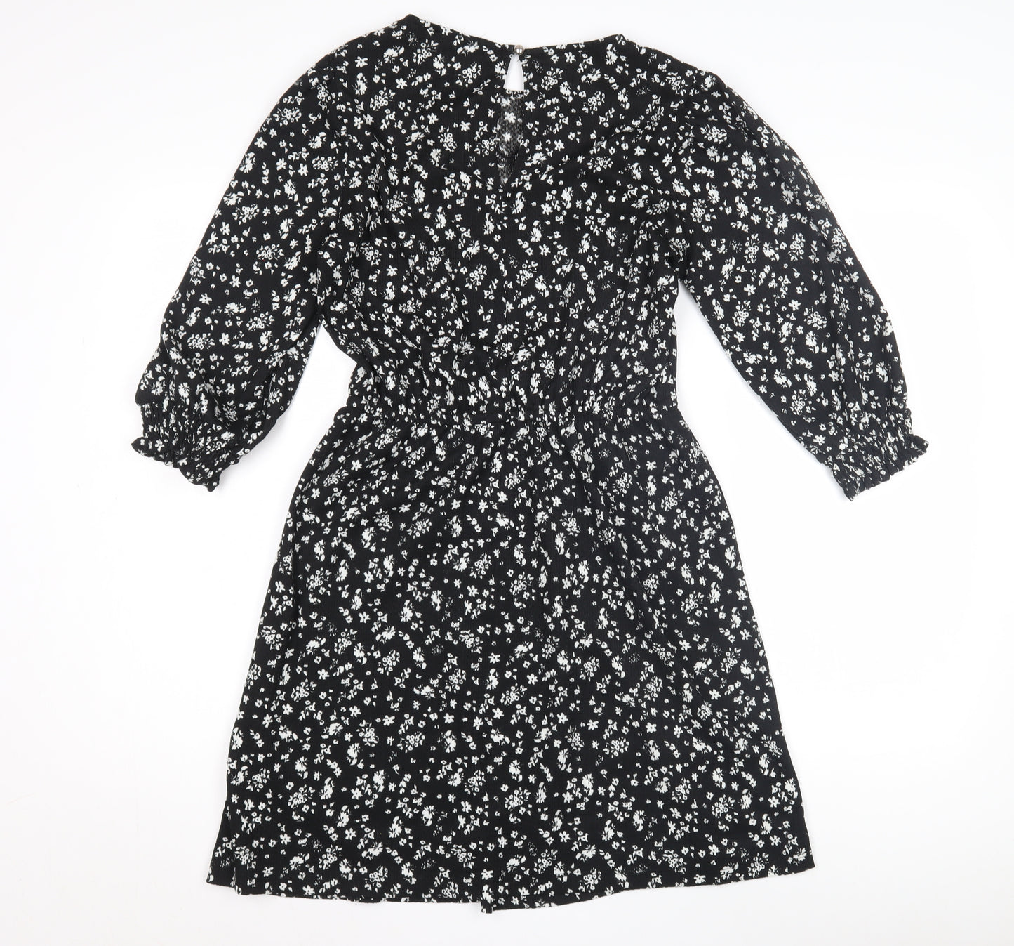 &et Women's Black Floral A-Line Dress Size 10