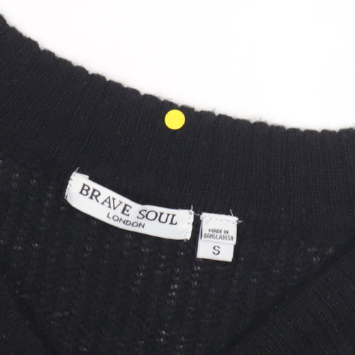 Brave Soul Women's Black V-Neck Pullover Jumper S