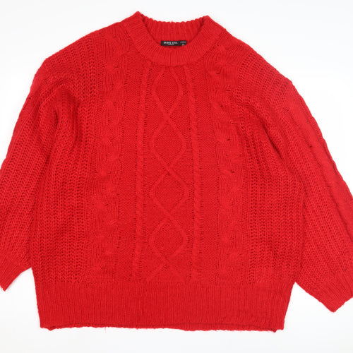Brave Soul Women's Red Pullover Jumper, 2XL, Cable-Knit