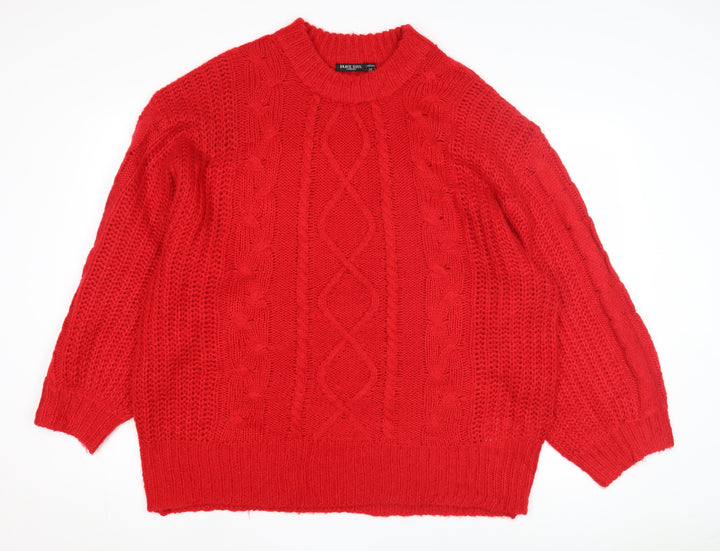 Brave Soul Women's Red Pullover Jumper, 2XL, Cable-Knit