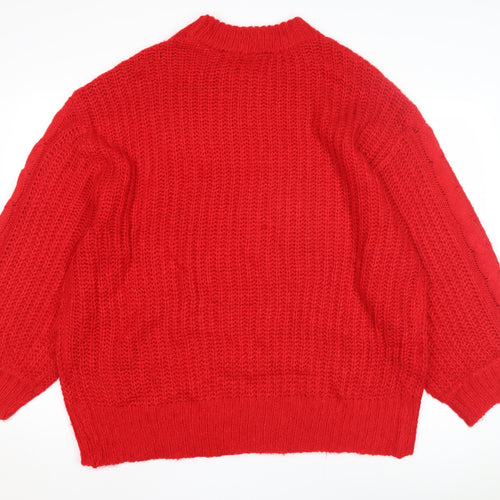 Brave Soul Women's Red Pullover Jumper, 2XL, Cable-Knit