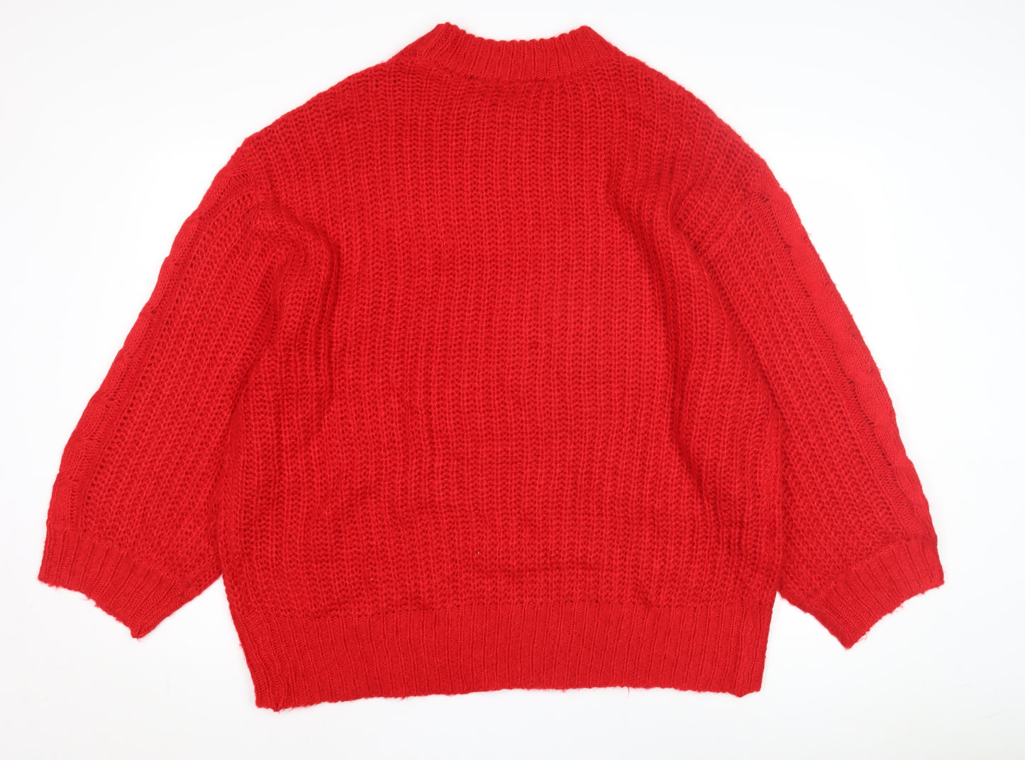 Brave Soul Women's Red Pullover Jumper, 2XL, Cable-Knit