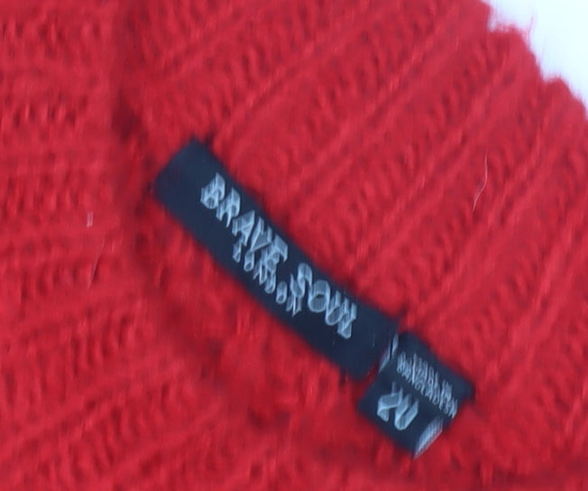 Brave Soul Women's Red Pullover Jumper, 2XL, Cable-Knit