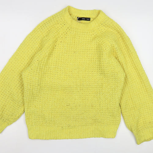 Mango Women's Yellow XS Chunky Knit Pullover Jumper