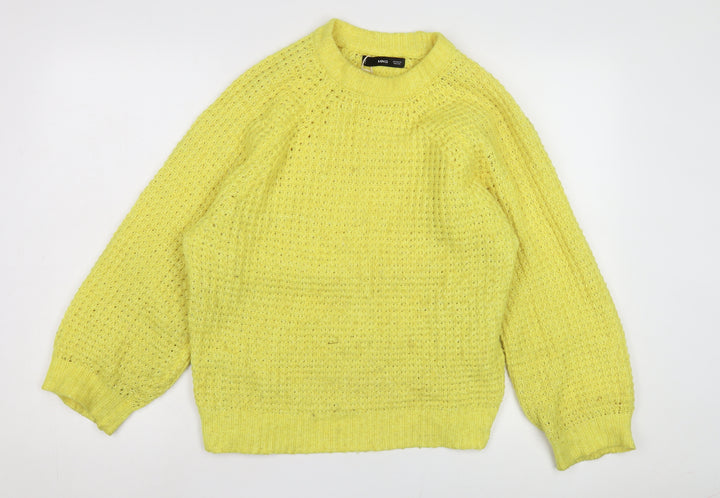 Mango Women's Yellow XS Chunky Knit Pullover Jumper