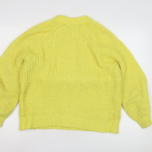 Mango Women's Yellow XS Chunky Knit Pullover Jumper