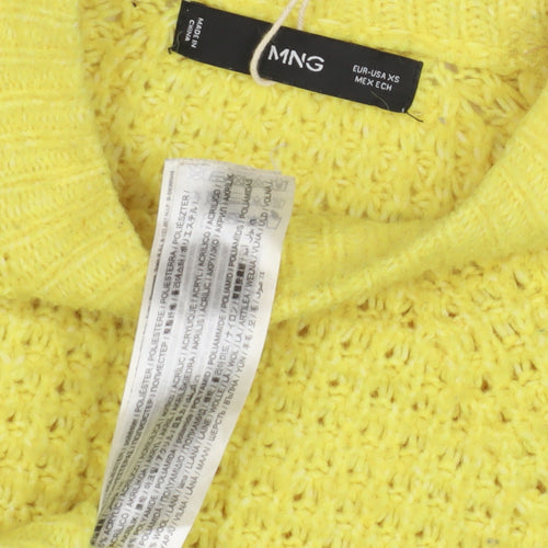 Mango Women's Yellow XS Chunky Knit Pullover Jumper