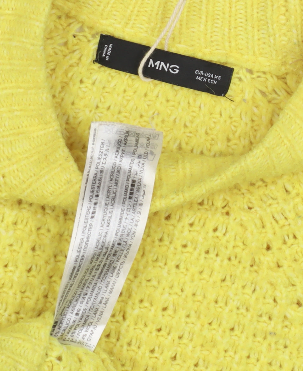 Mango Women's Yellow XS Chunky Knit Pullover Jumper