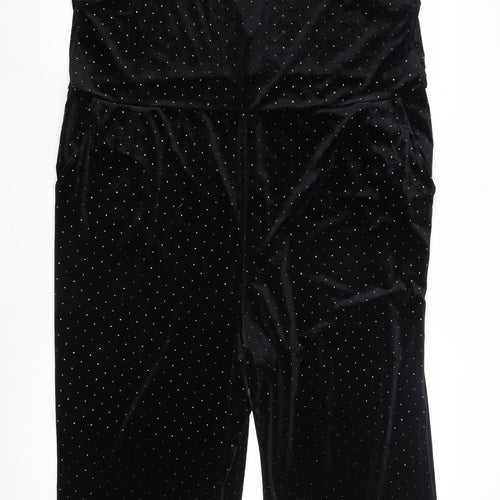 Monki Women's Black Polka Dot Velvet Jumpsuit M