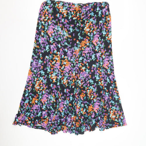 Women's Multicoloured Floral Flare Skirt Size 14