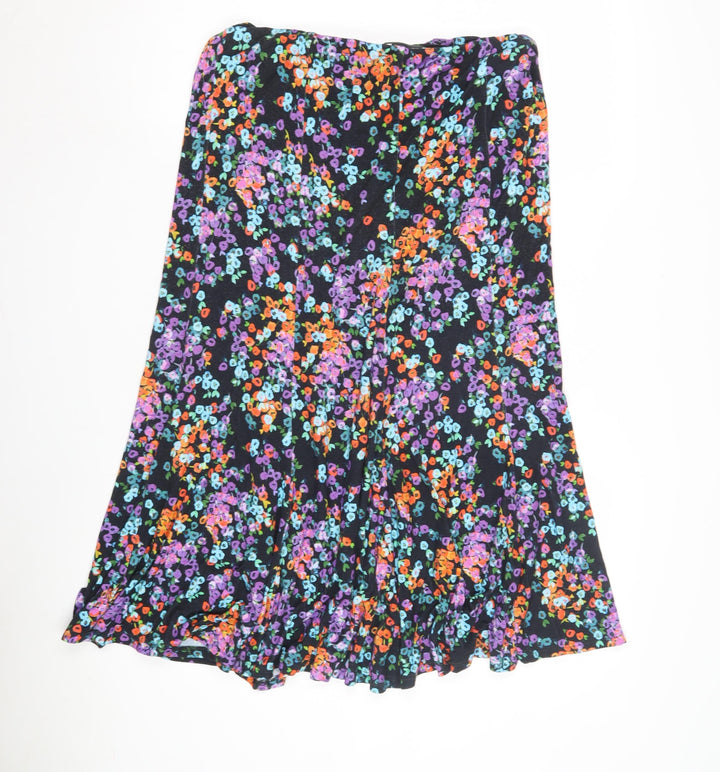 Women's Multicoloured Floral Flare Skirt Size 14