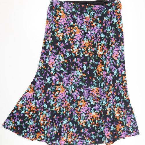 Women's Multicoloured Floral Flare Skirt Size 14