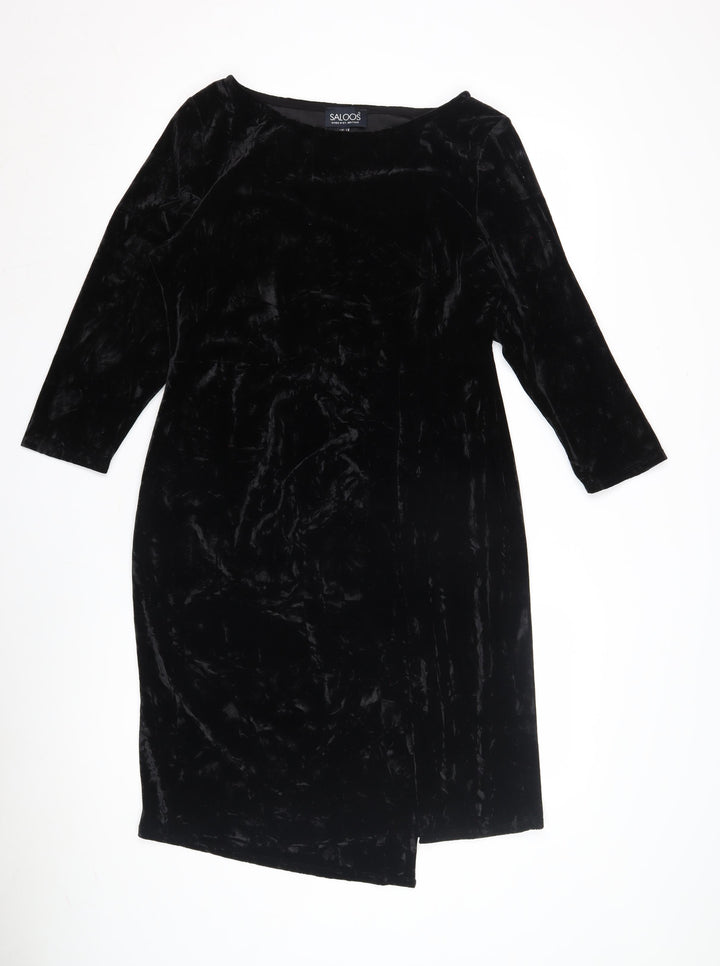 Saloos Women's Black Velour Dress, Size 16