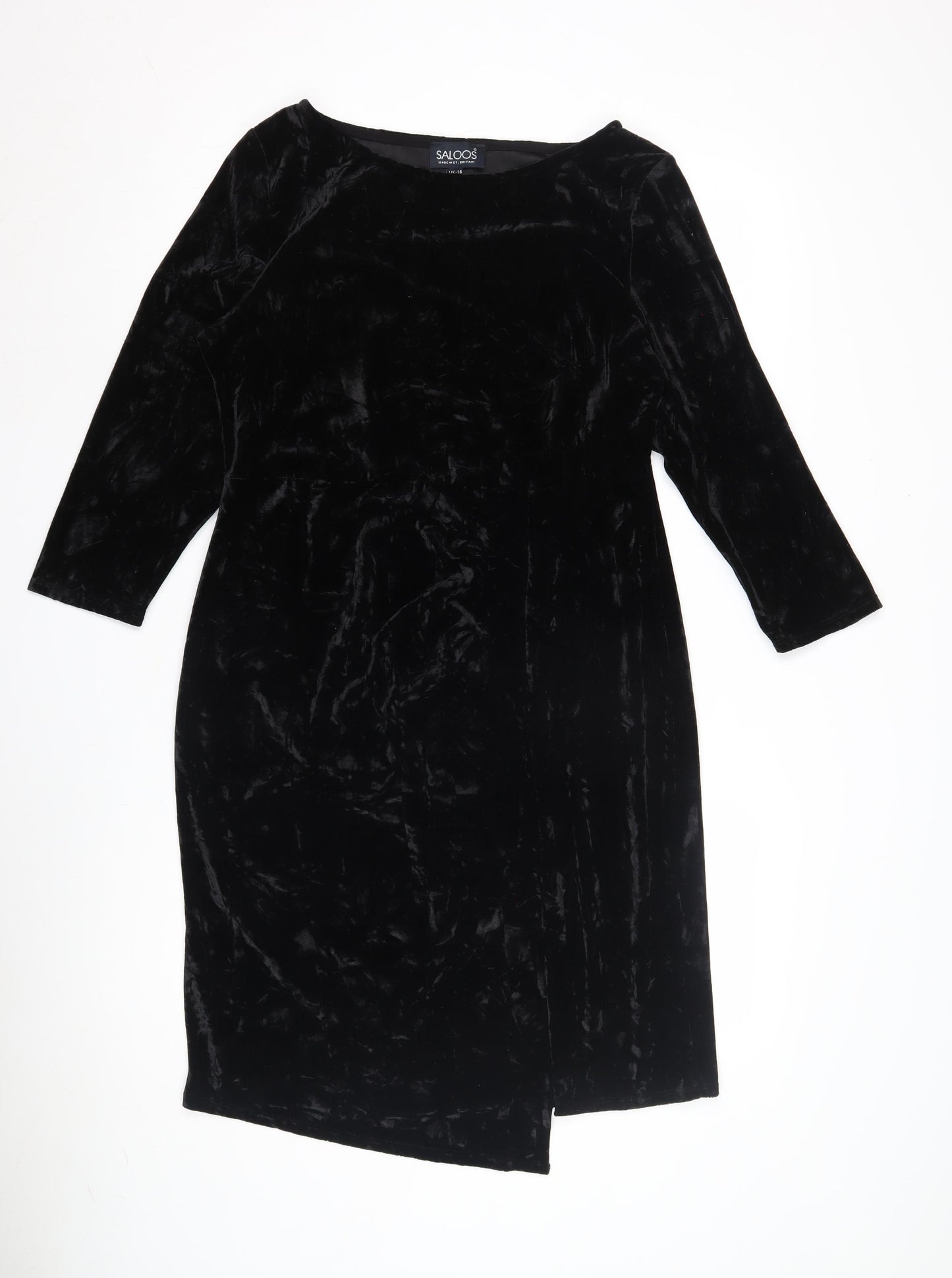Saloos Women's Black Velour Dress, Size 16