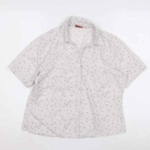 EWM Pure Classics Women's White Floral Button-Up Shirt, Size 12