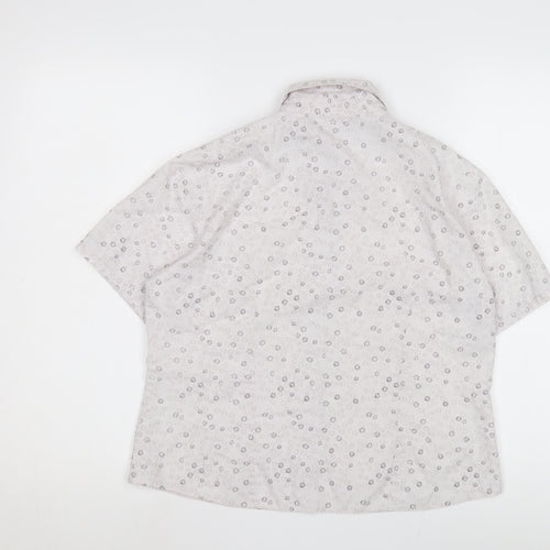 EWM Pure Classics Women's White Floral Button-Up Shirt, Size 12