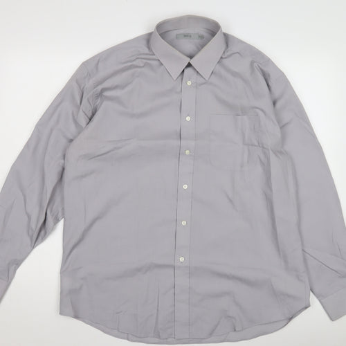 Marks and Spencer Men's Grey XL Cotton Dress Shirt