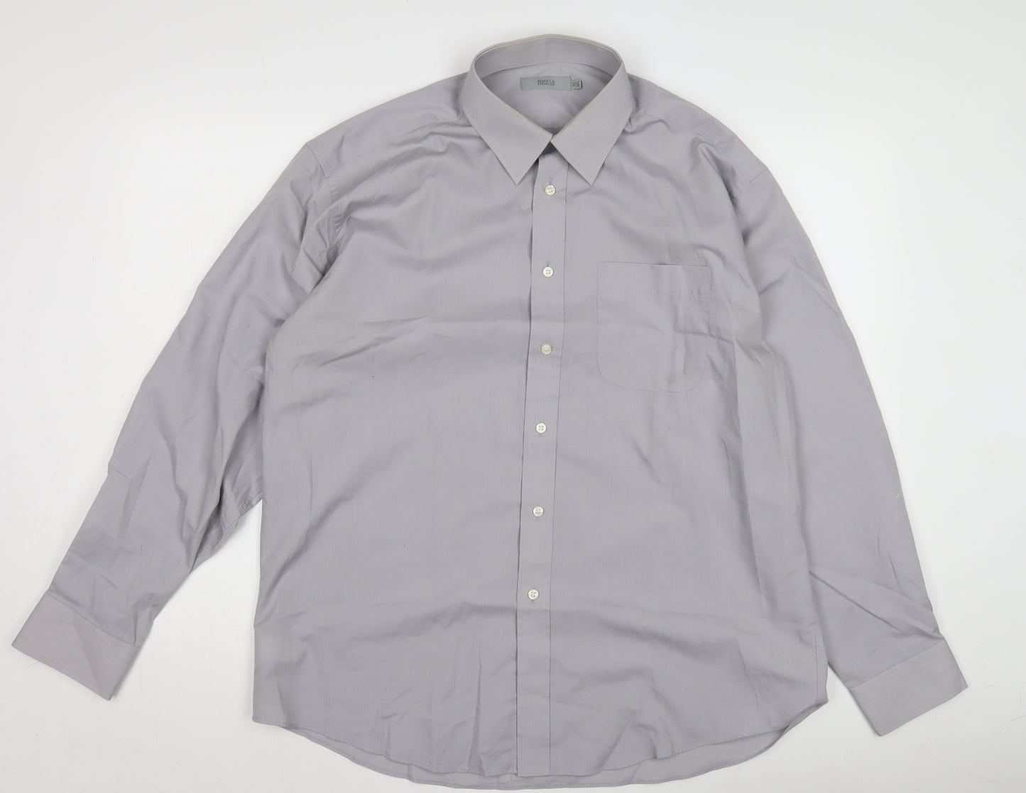 Marks and Spencer Men's Grey XL Cotton Dress Shirt