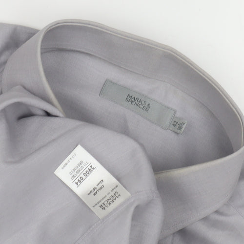 Marks and Spencer Men's Grey XL Cotton Dress Shirt
