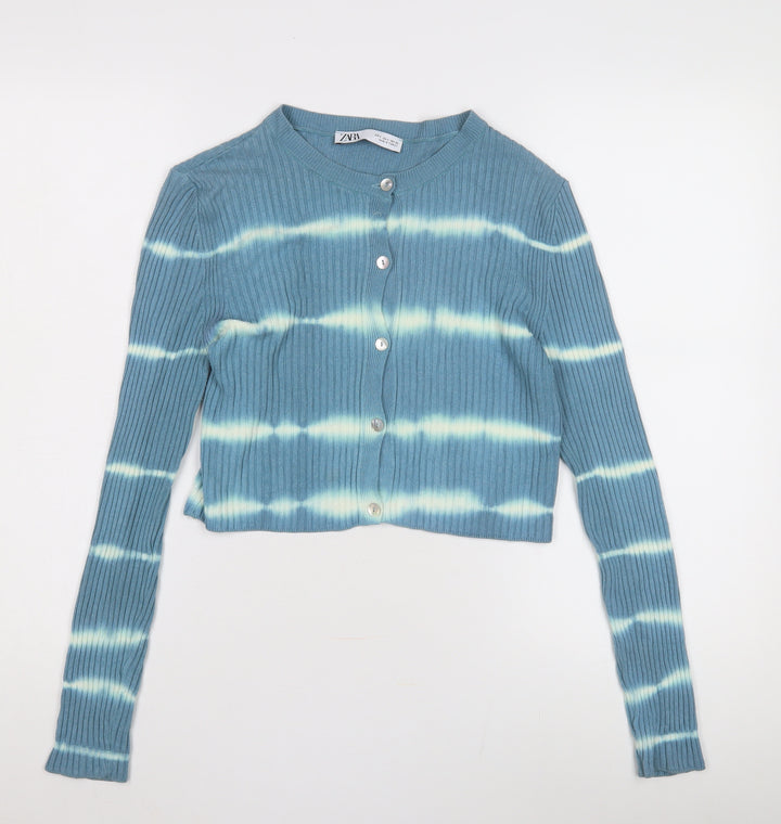 Zara Women's Blue Cardigan UK 6 Button Knit
