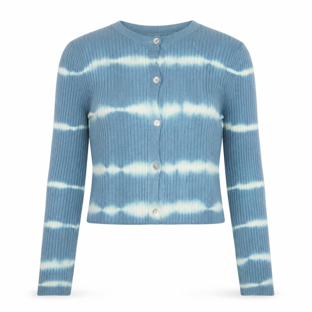 Front view of Zara Women's Blue Cardigan UK 6 Button Knit