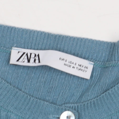 Zara Women's Blue Cardigan UK 6 Button Knit