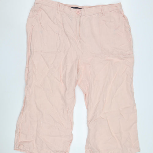 Marks and Spencer Women's Pink Wide-Leg Trousers Size 10