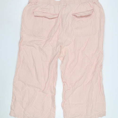Marks and Spencer Women's Pink Wide-Leg Trousers Size 10