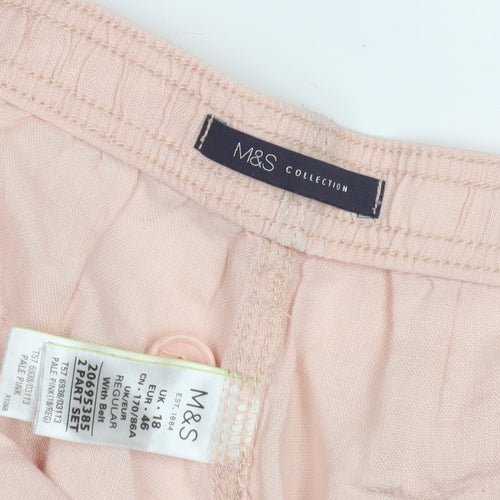 Marks and Spencer Women's Pink Wide-Leg Trousers Size 10