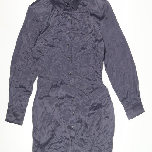 Zara Women's Blue Collared Shirt Dress M