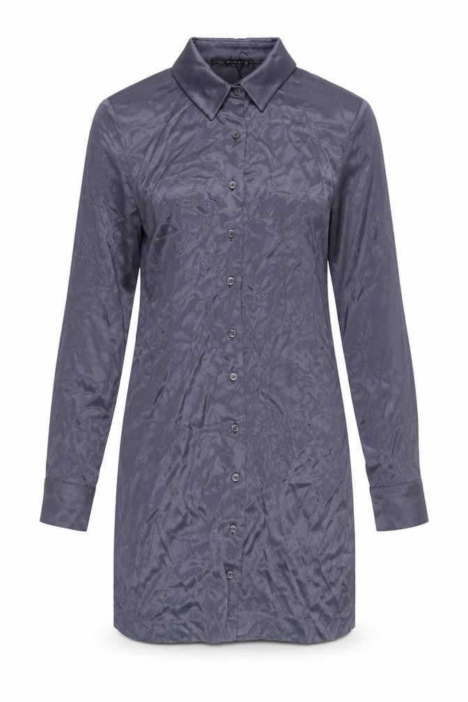 Front view of Zara Women's Blue Collared Shirt Dress M
