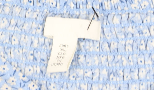 H&M Blue Floral Women's Cropped Blouse UK 8