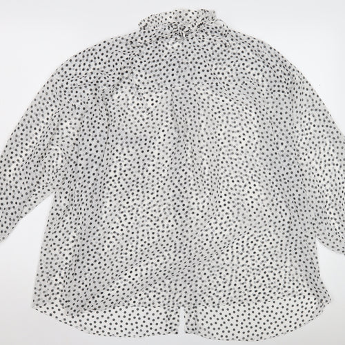 Zara Women's White Polka Dot Button-Up Shirt XS