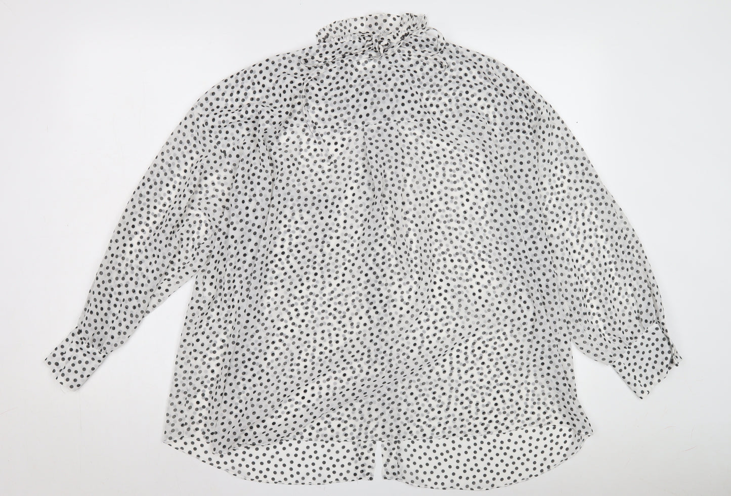 Zara Women's White Polka Dot Button-Up Shirt XS