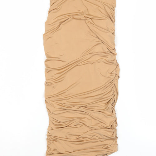 Boohoo Women's Beige Sleeveless Dress Size 4