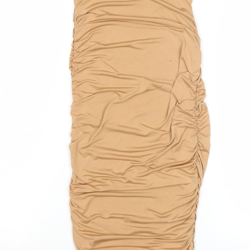 Boohoo Women's Beige Sleeveless Dress Size 4