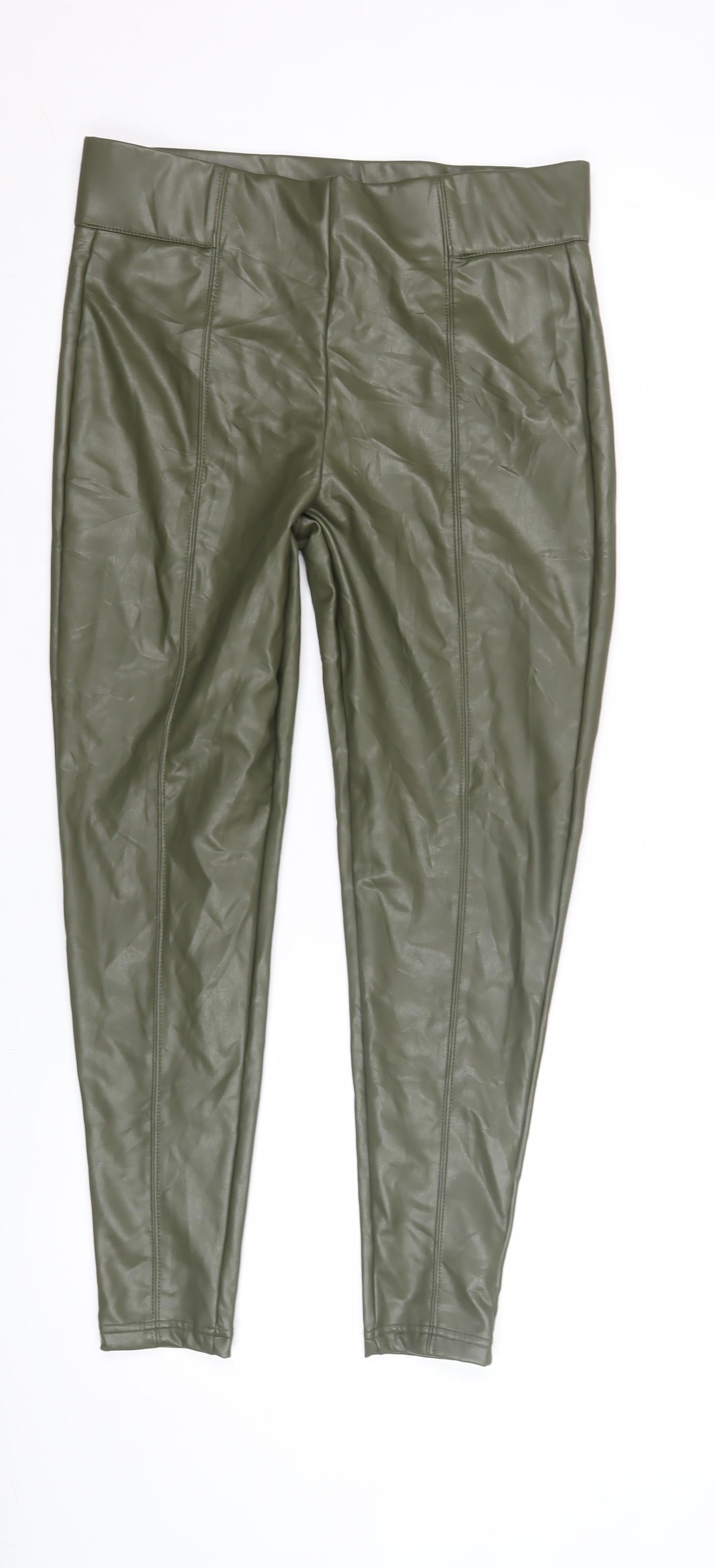 Marks and Spencer Green Women's Faux Leather Leggings Size 12