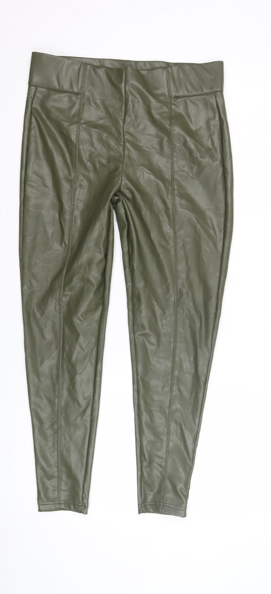 Marks and Spencer Green Women's Faux Leather Leggings Size 12