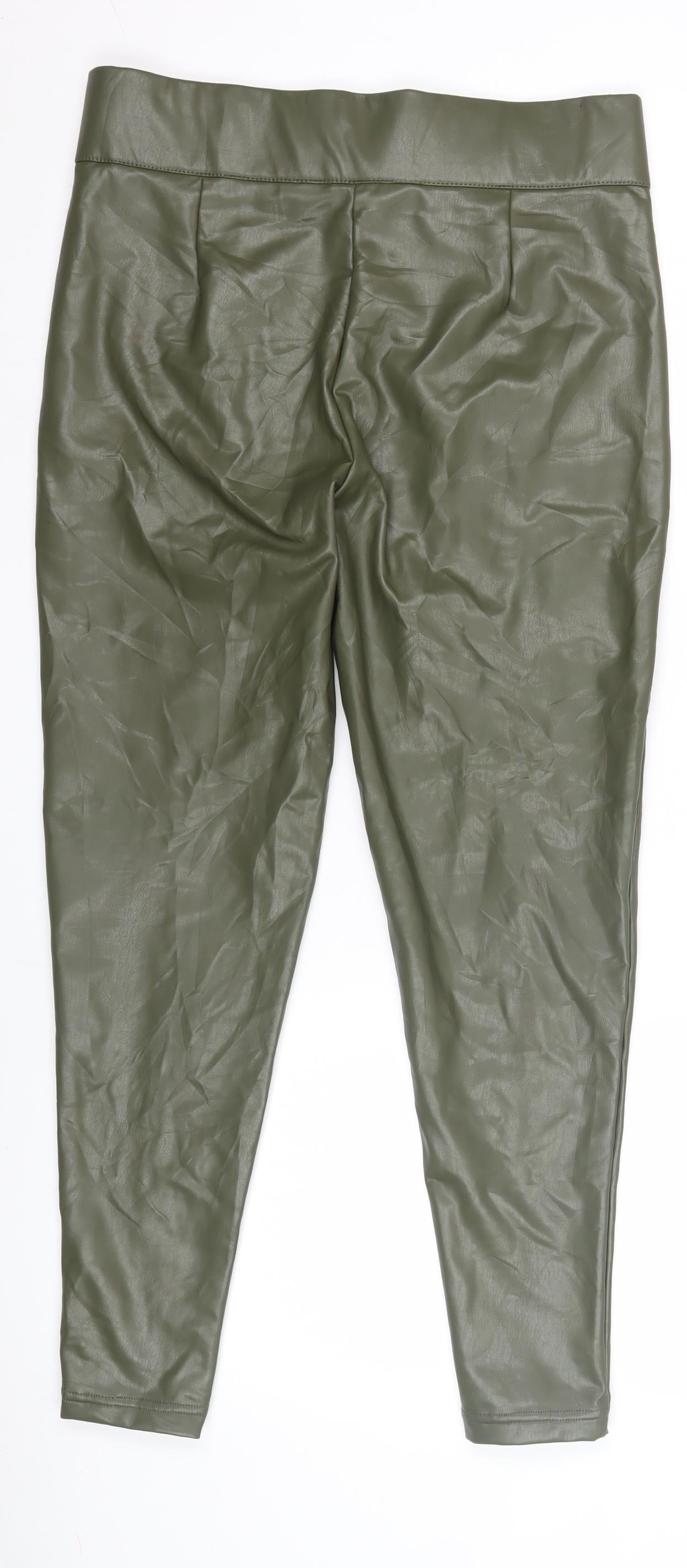Marks and Spencer Green Women's Faux Leather Leggings Size 12