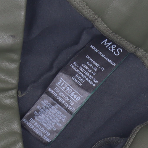 Marks and Spencer Green Women's Faux Leather Leggings Size 12