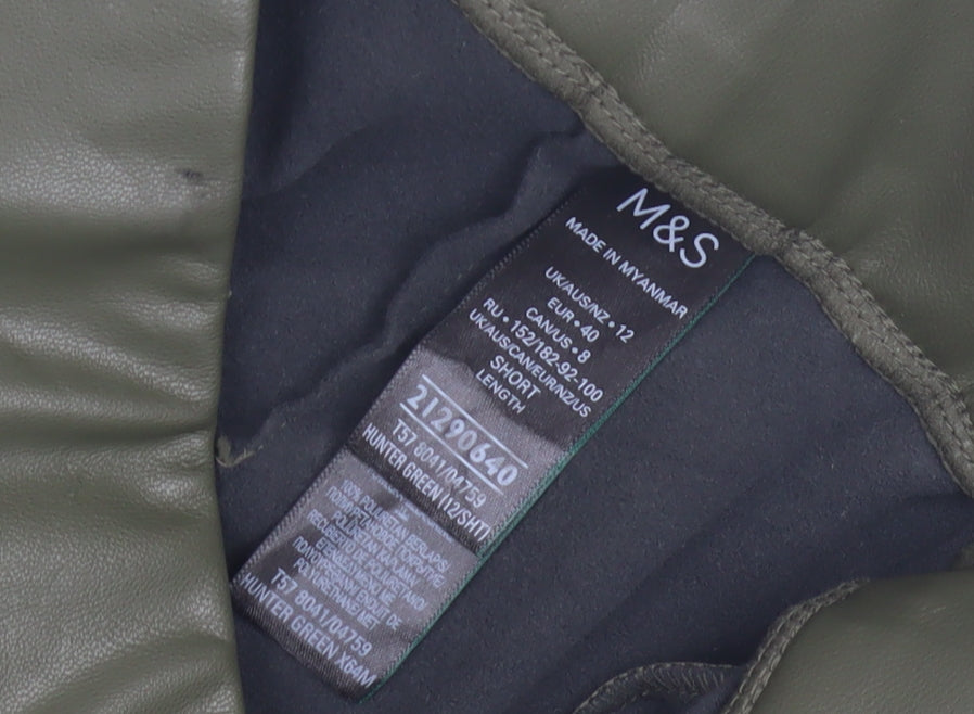 Marks and Spencer Green Women's Faux Leather Leggings Size 12