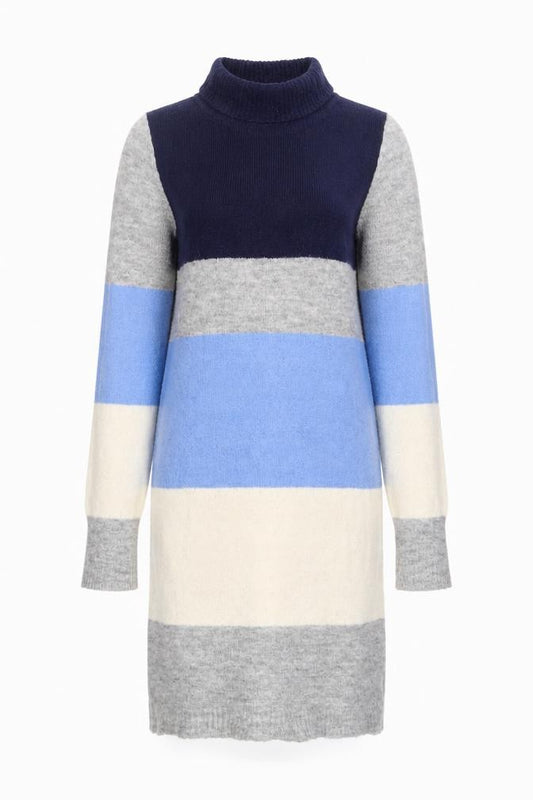 Front view of Brave Soul Women's Multicoloured High Neck Knit Dress