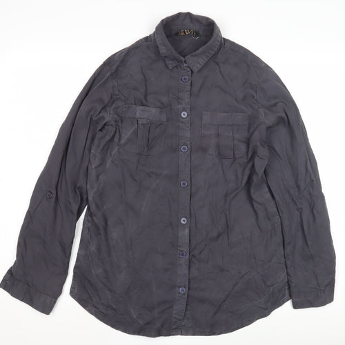 Lipsy Women's Grey Button-Up Shirt Size 10