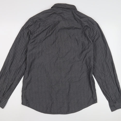 Calvin Klein Men's Grey Striped Shirt M, Button-Up Casual
