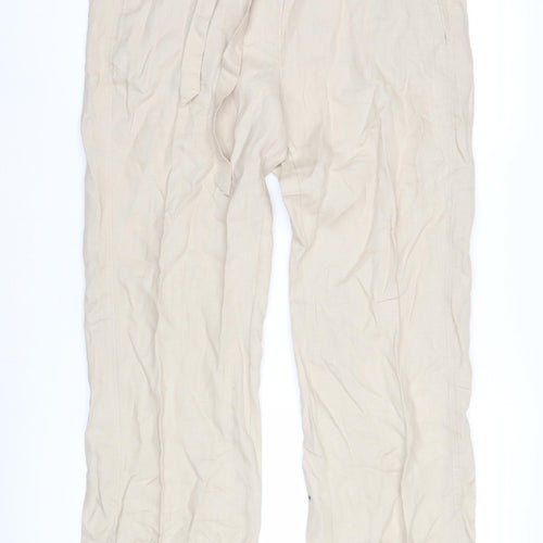 La Redoute Women's Beige Linen Trousers Size 14